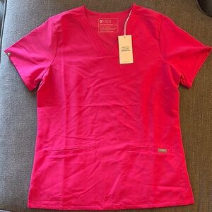 Figs Women's Shocking Pink Three-Pocket Scrub Top